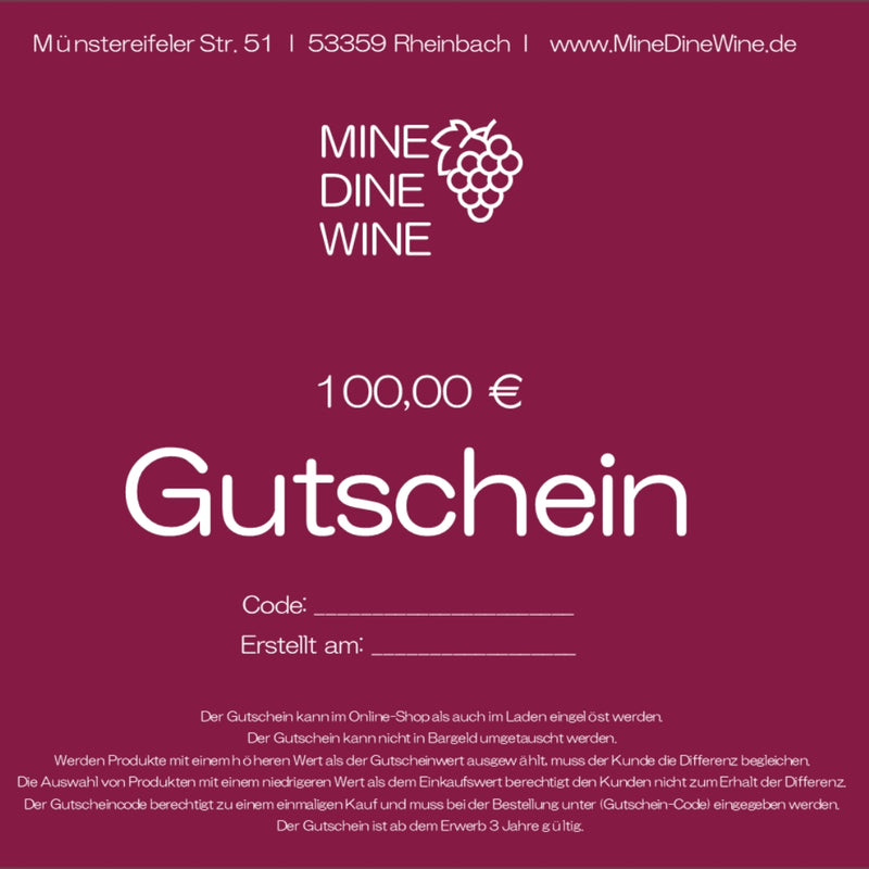 MineDineWine - Geschenkgutschein 