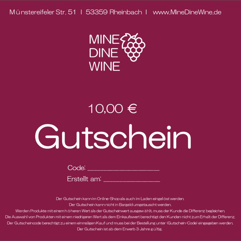 MineDineWine - Geschenkgutschein 